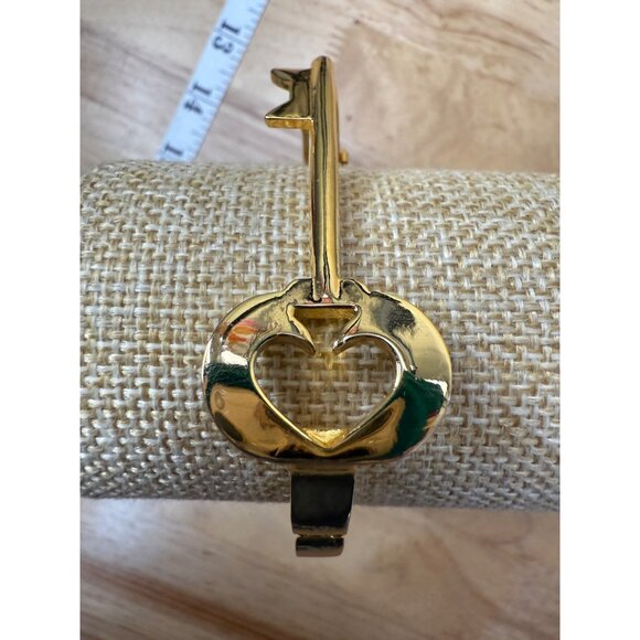 Kate Spade Gold Plated Heart Key Bangle Bracelet 6.75 Inch - Picture 2 of 15